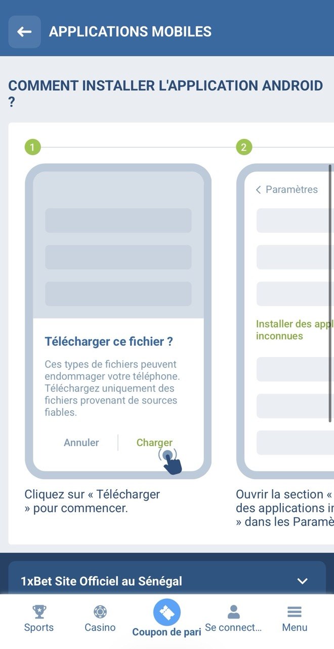 Étapes 1-2 : confirmer le téléchargement et ouvrir les Paramètres Android